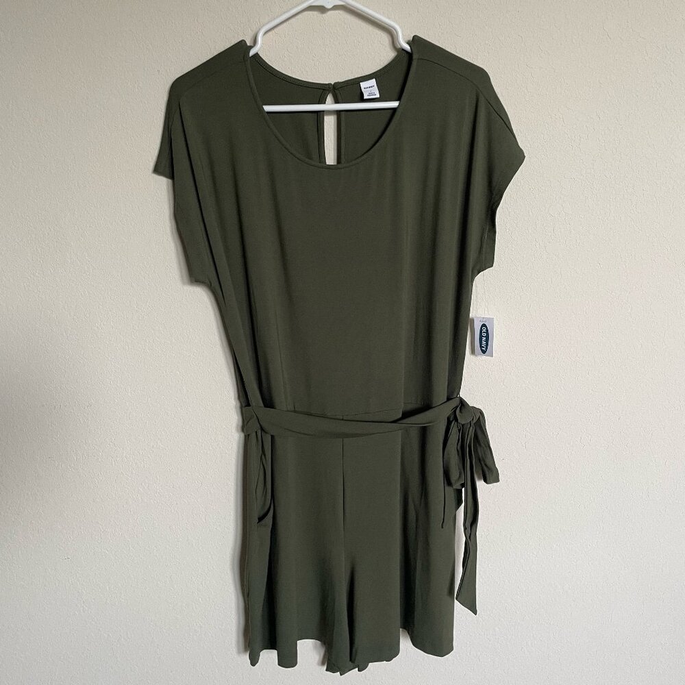 Old Navy Romper Women's Size L Olive Belted